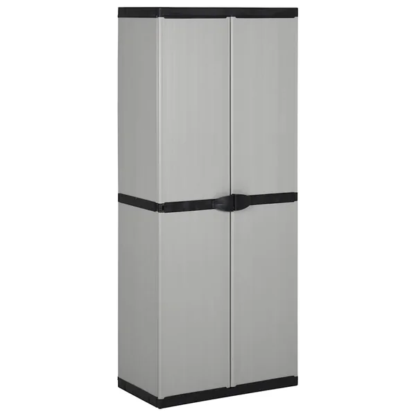 Armoire de rangement de jardin 3 étagères Gris/noir 68x40x168cm