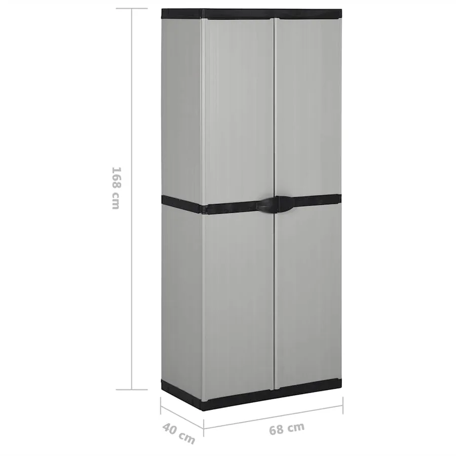 Armoire de rangement de jardin 3 étagères Gris/noir 68x40x168cm - 9