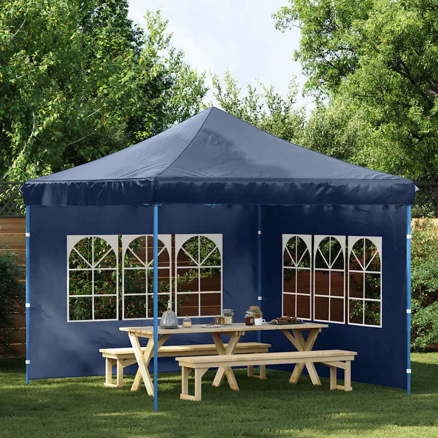 Paroi de tente de réception 2 pcs avec fenêtre PE Bleu