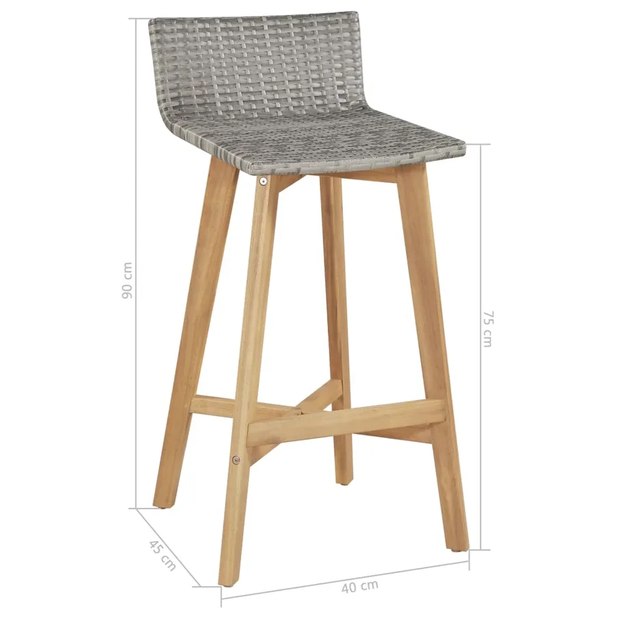 Tabourets de bar lot de 2 bois d'acacia solide - 5