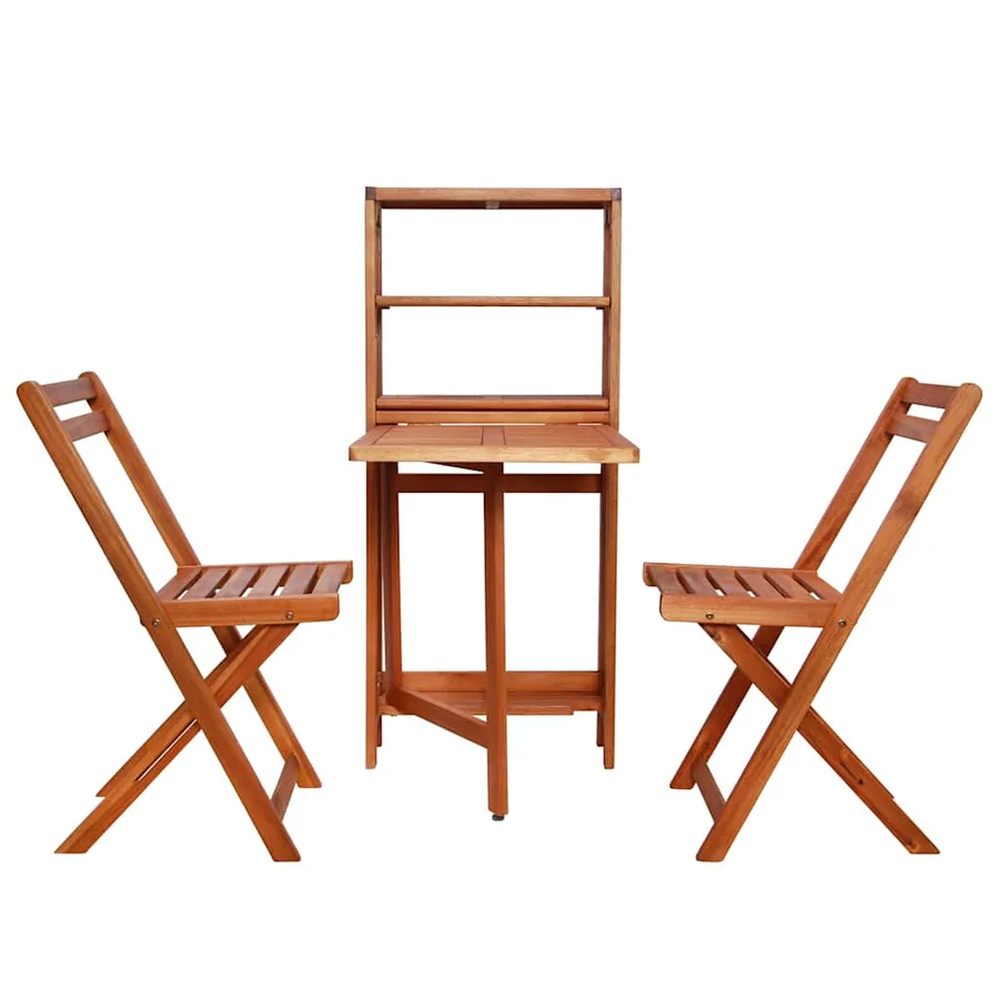 Mobilier de bistro pliable 3 pcs Bois d'acacia solide - 2