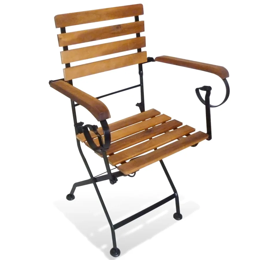Chaises pliables de jardin lot de 2 Acier et bois acacia solide - 2
