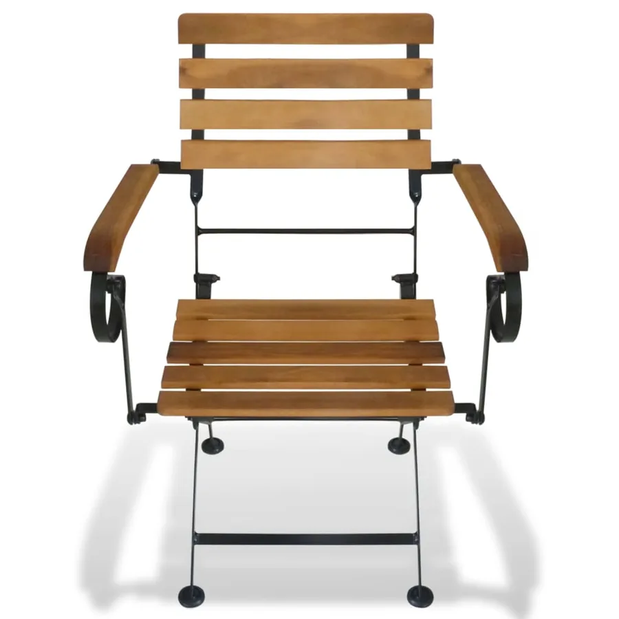 Chaises pliables de jardin lot de 2 Acier et bois acacia solide - 3