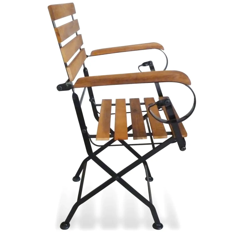 Chaises pliables de jardin lot de 2 Acier et bois acacia solide - 4