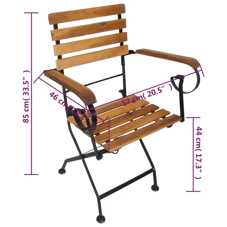 Chaises pliables de jardin lot de 2 Acier et bois acacia solide - 7