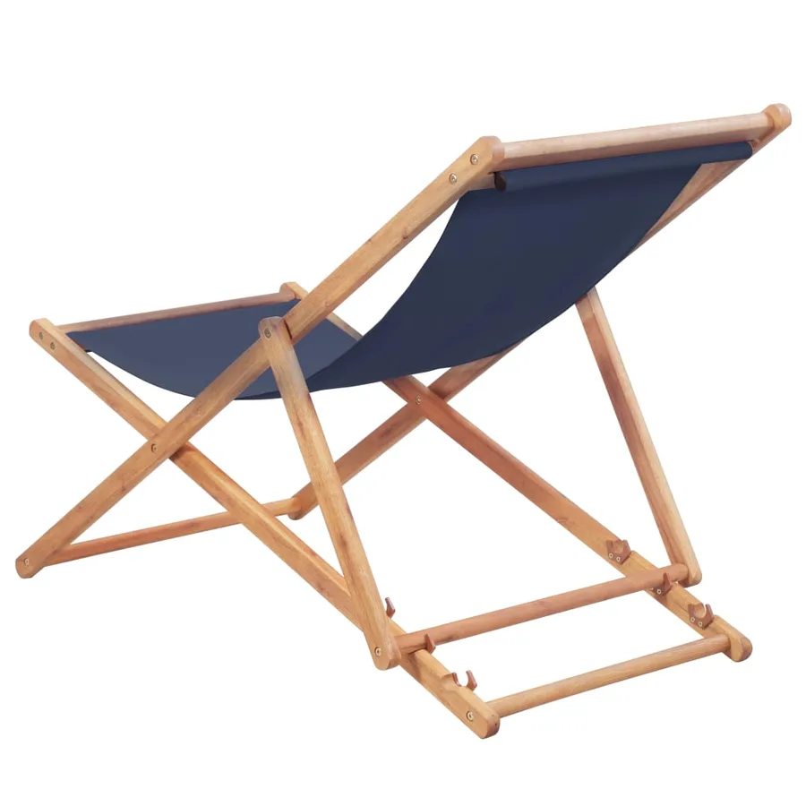 Chaise pliable de plage Tissu et cadre en bois Bleu - 2
