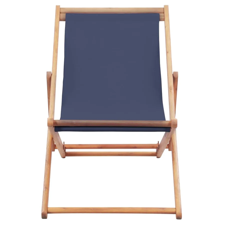 Chaise pliable de plage Tissu et cadre en bois Bleu - 3