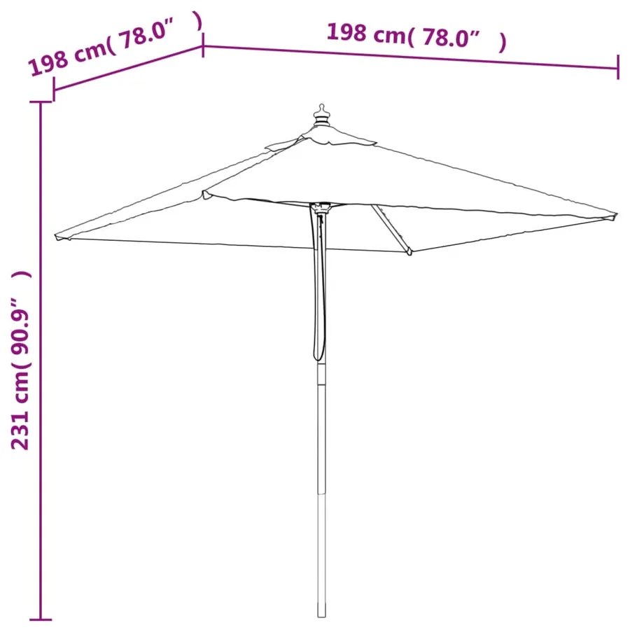 Parasol de jardin avec mât en bois anthracite 198x198x231 cm - 7