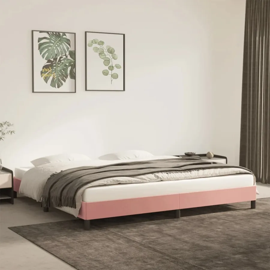 Cadre de lit sans matelas rose 200x200 cm velours