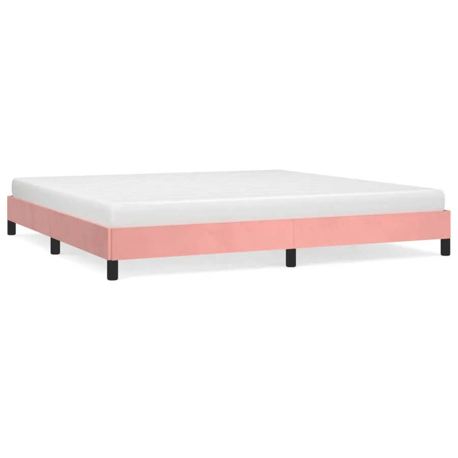 Cadre de lit sans matelas rose 200x200 cm velours - 2