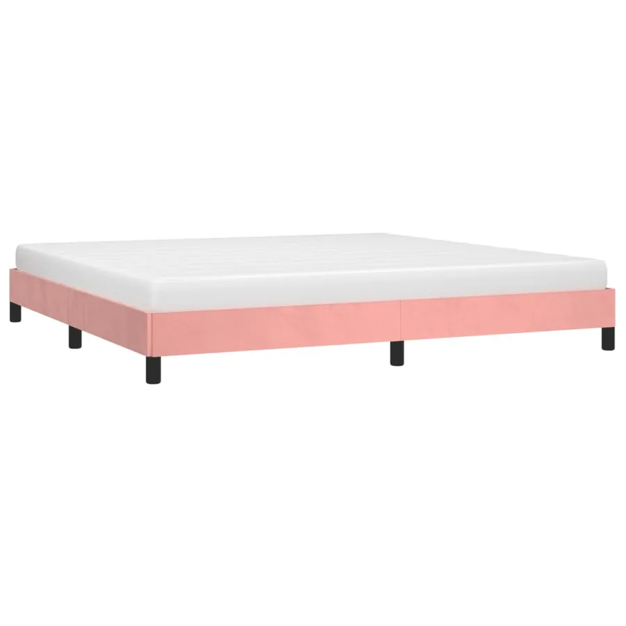 Cadre de lit sans matelas rose 200x200 cm velours - 3