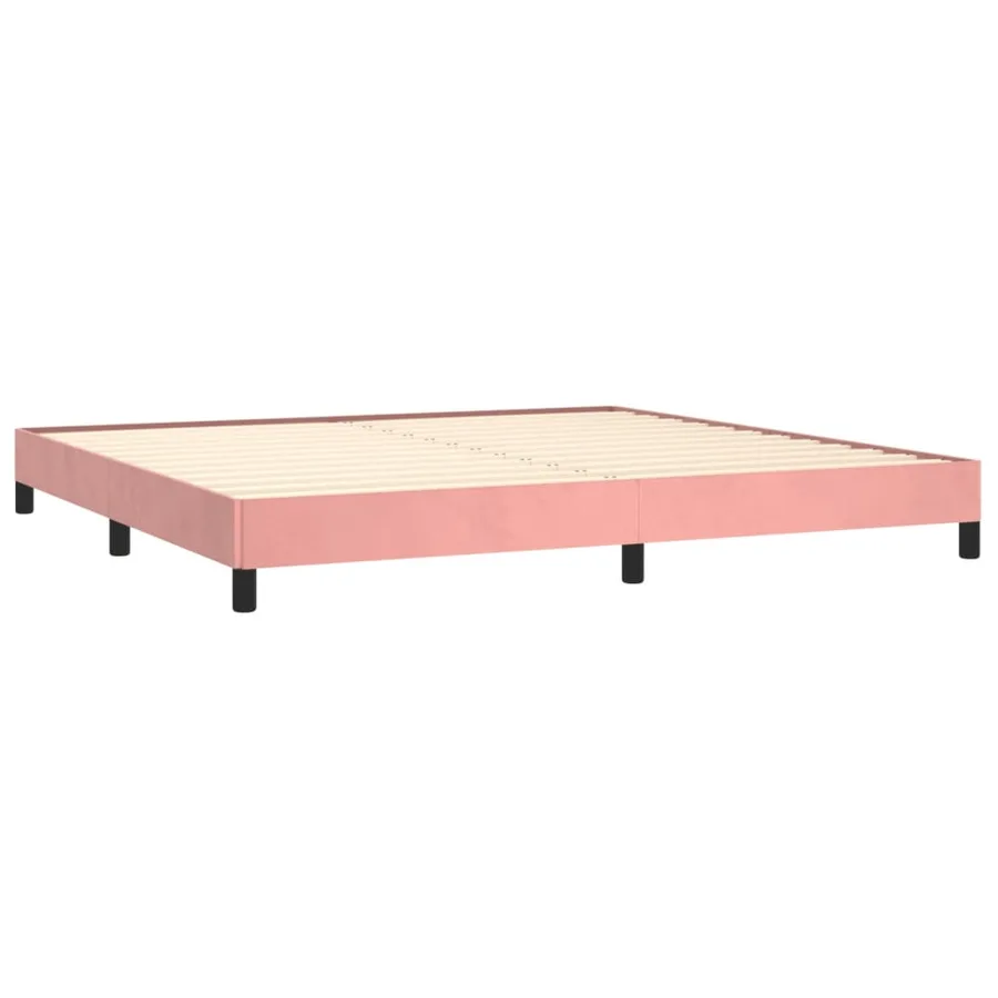 Cadre de lit sans matelas rose 200x200 cm velours - 4