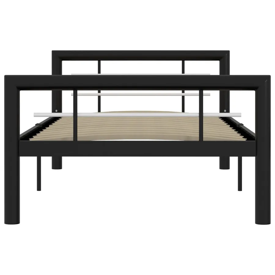 Cadre de lit sans matelas noir et blanc métal 90x200 cm - 3