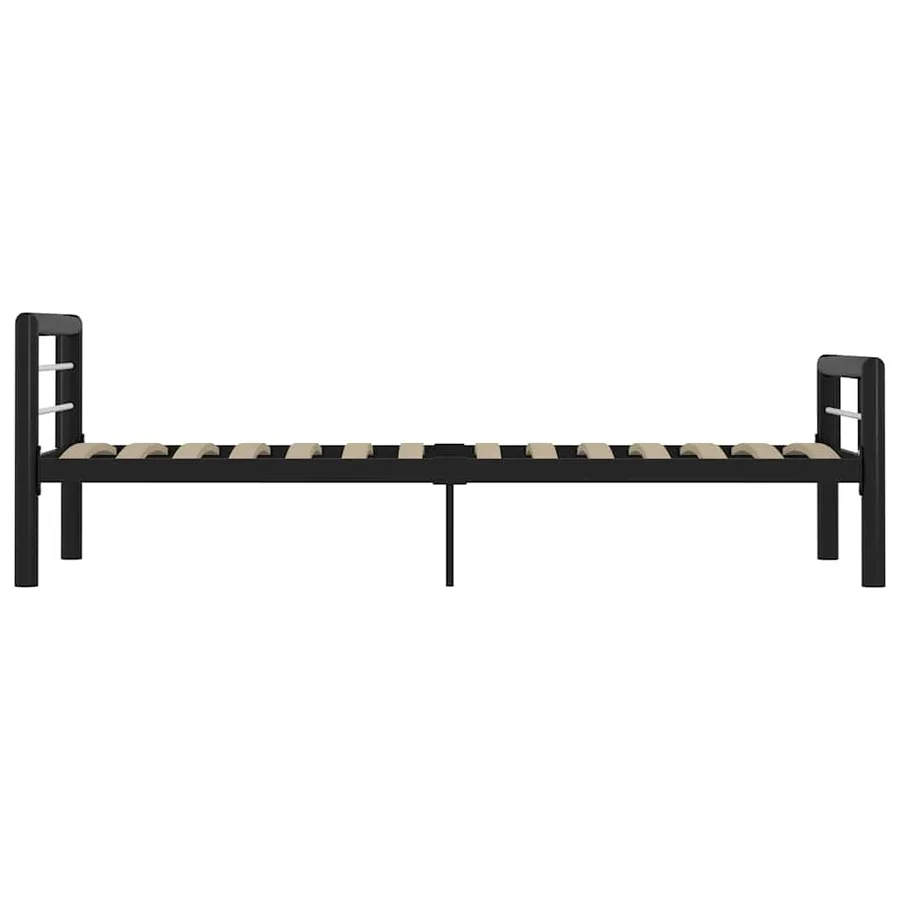 Cadre de lit sans matelas noir et blanc métal 90x200 cm - 4