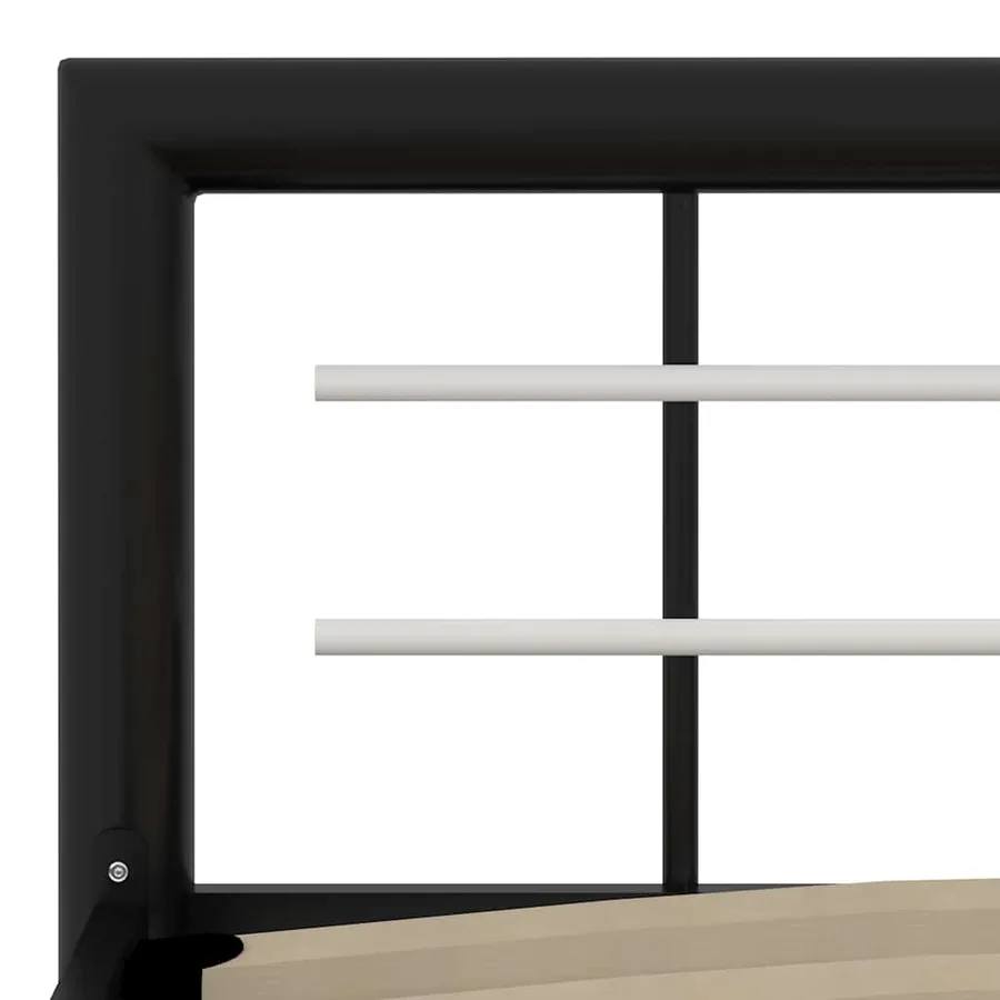 Cadre de lit sans matelas noir et blanc métal 90x200 cm - 5