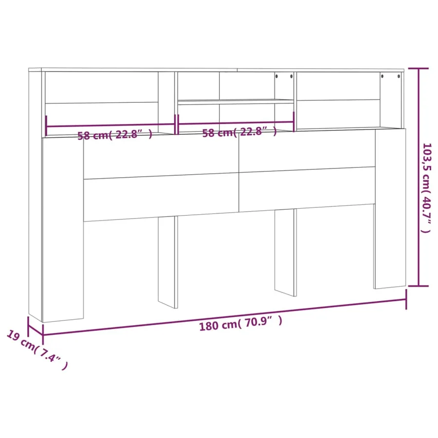 Armoire de tête de lit Blanc 180x19x103,5 cm - 7