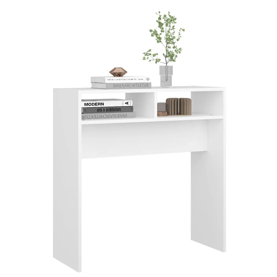 Table console blanc 78x30x80 cm bois d'ingénierie - 6