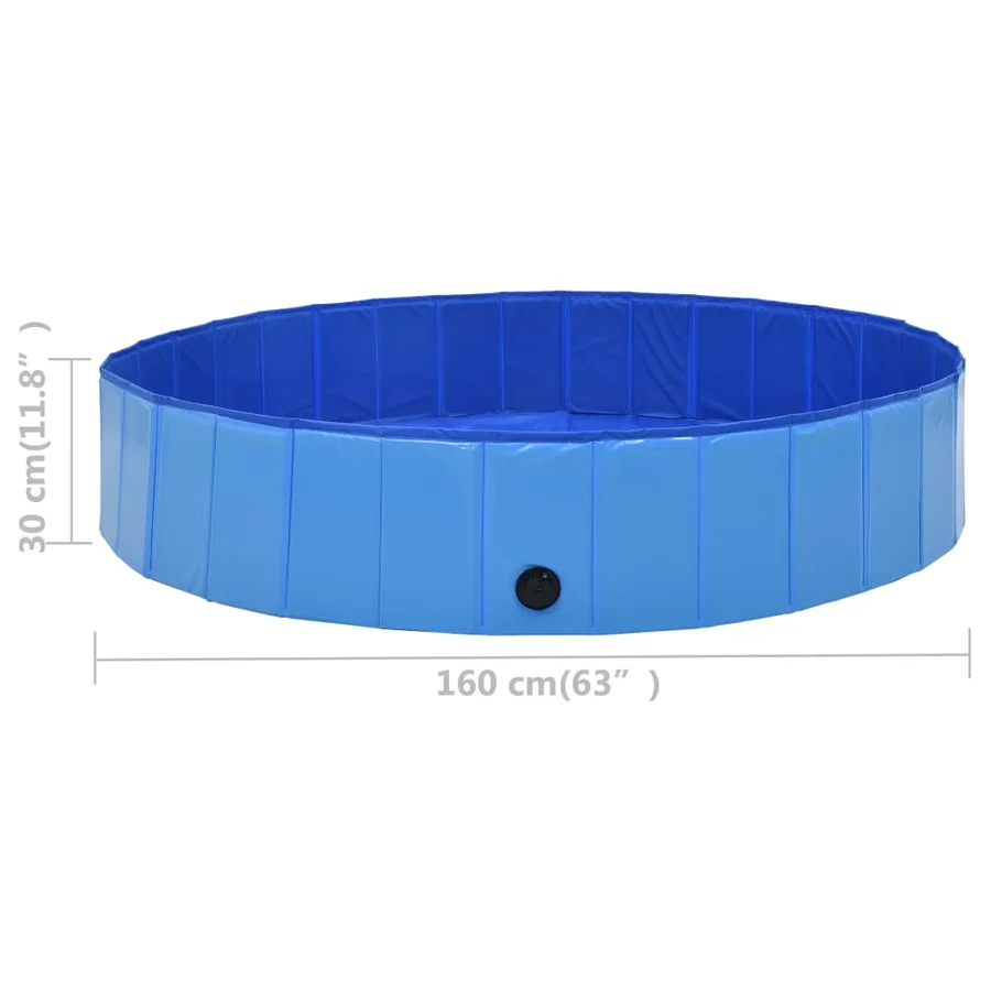 Piscine pliable pour chiens Bleu 160x30 cm PVC - 8