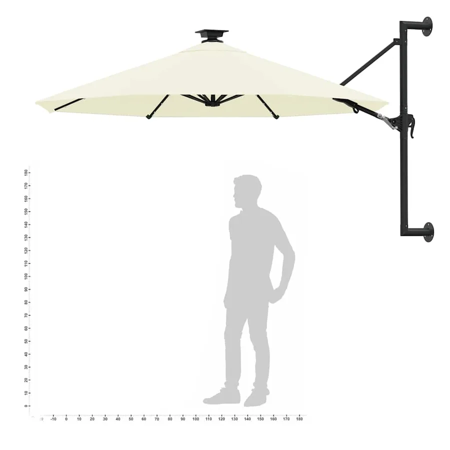 Parasol mural de jardin avec LED 300 cm sable - 10
