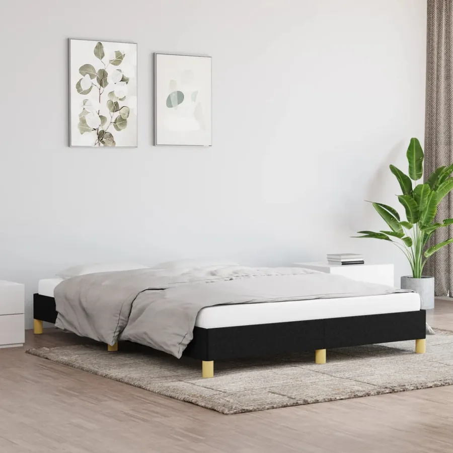 Cadre de lit sans matelas noir 140x200 cm tissu