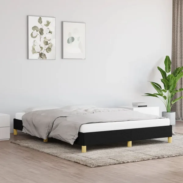 Cadre de lit sans matelas noir 140x200 cm tissu