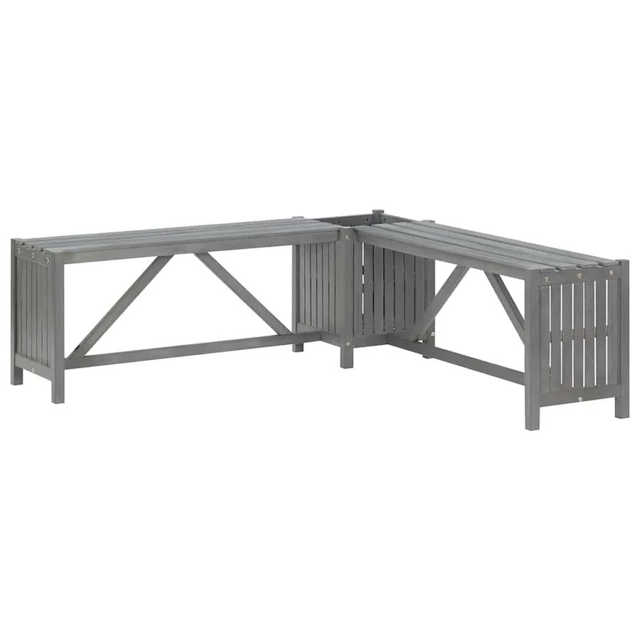 Banc d'angle de jardin et jardinière 117 cm bois d'acacia gris - 2