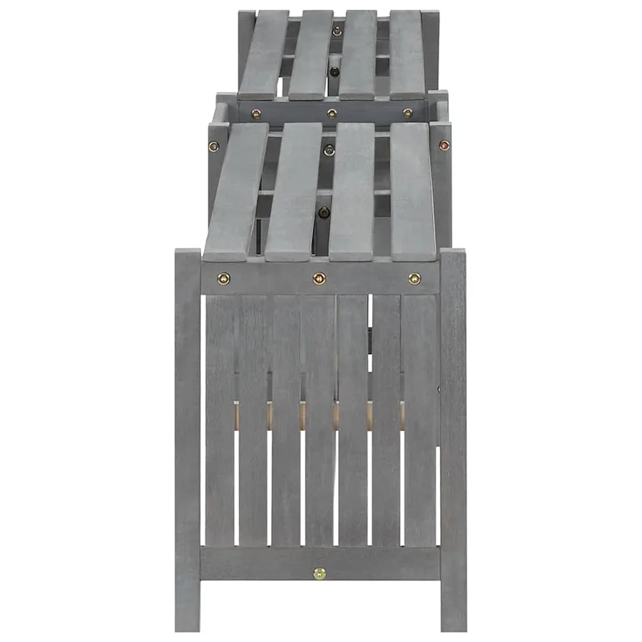 Banc d'angle de jardin et jardinière 117 cm bois d'acacia gris - 7