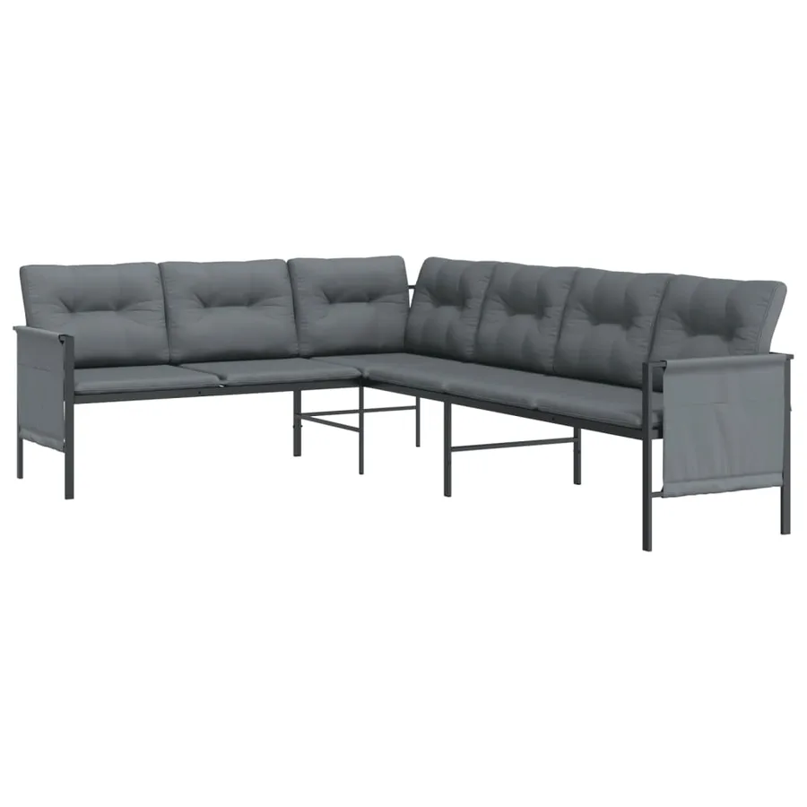 Canapé d'angle de jardin anthracite acier et textilène - 2