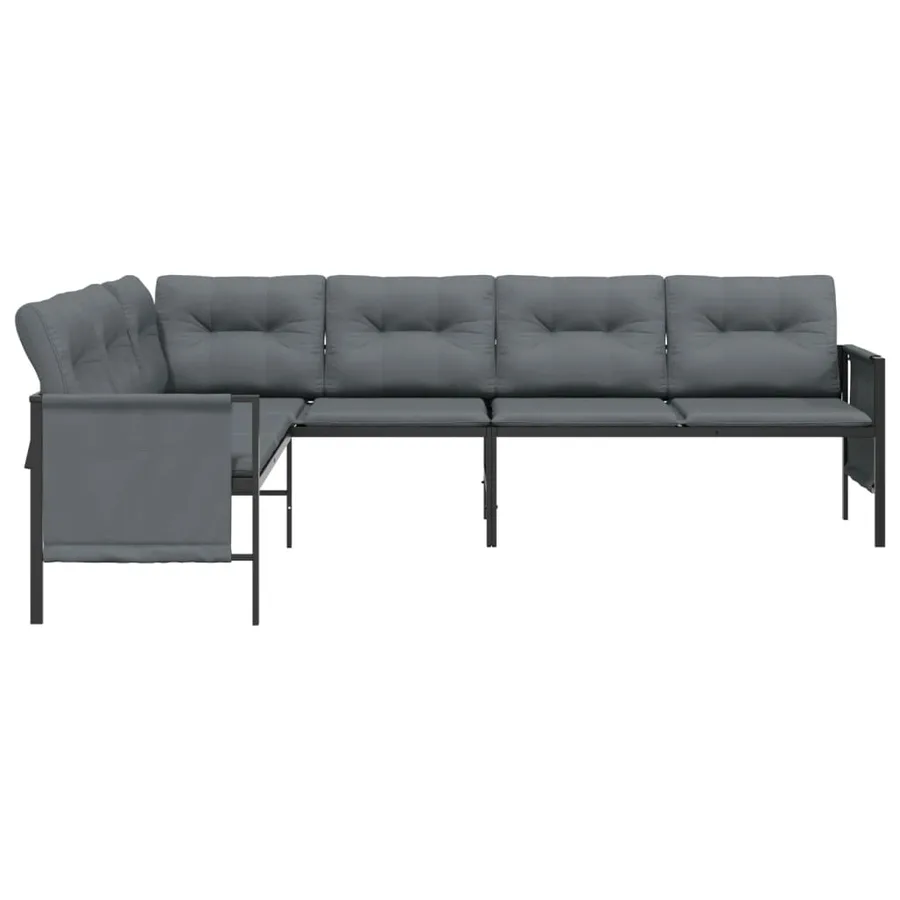 Canapé d'angle de jardin anthracite acier et textilène - 3