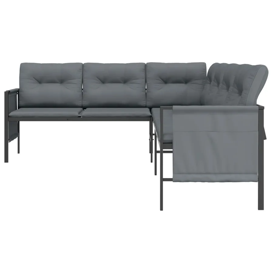 Canapé d'angle de jardin anthracite acier et textilène - 4