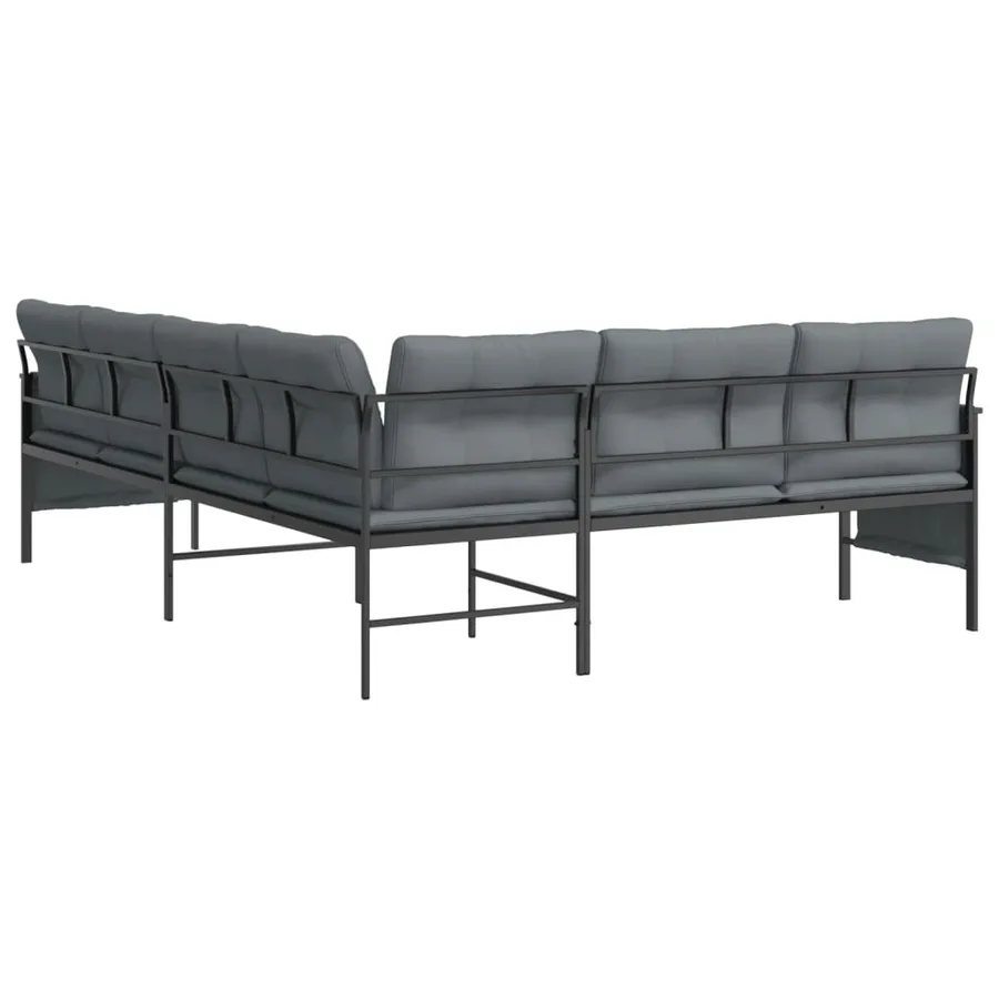 Canapé d'angle de jardin anthracite acier et textilène - 5