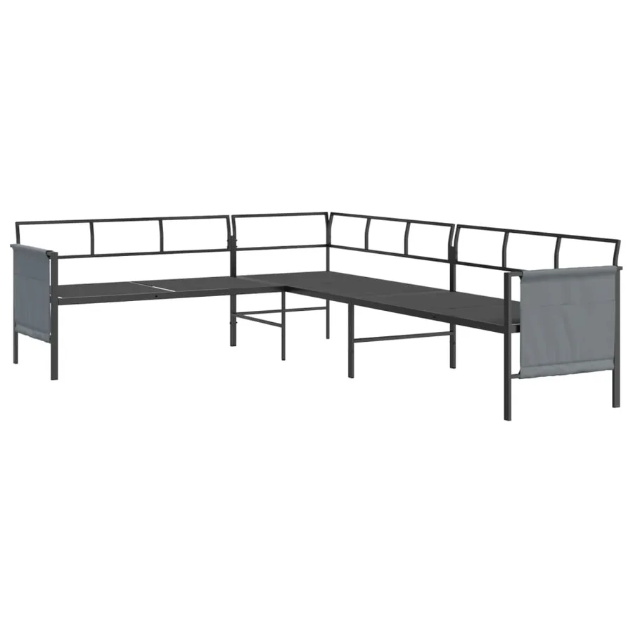 Canapé d'angle de jardin anthracite acier et textilène - 6