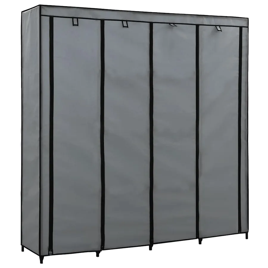 Garde-robe avec 4 compartiments Gris 175x45x170 cm - 2