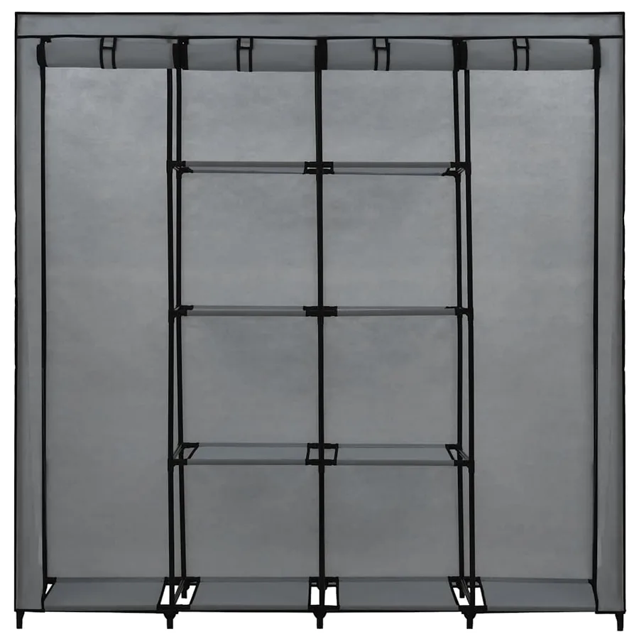 Garde-robe avec 4 compartiments Gris 175x45x170 cm - 5