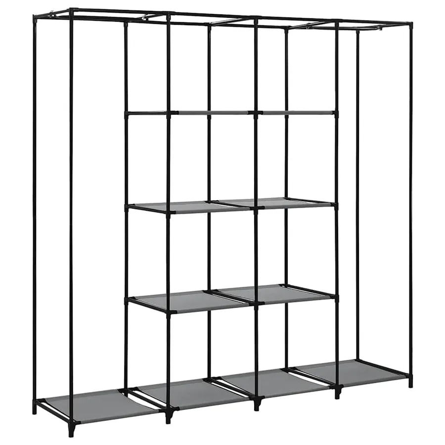 Garde-robe avec 4 compartiments Gris 175x45x170 cm - 7