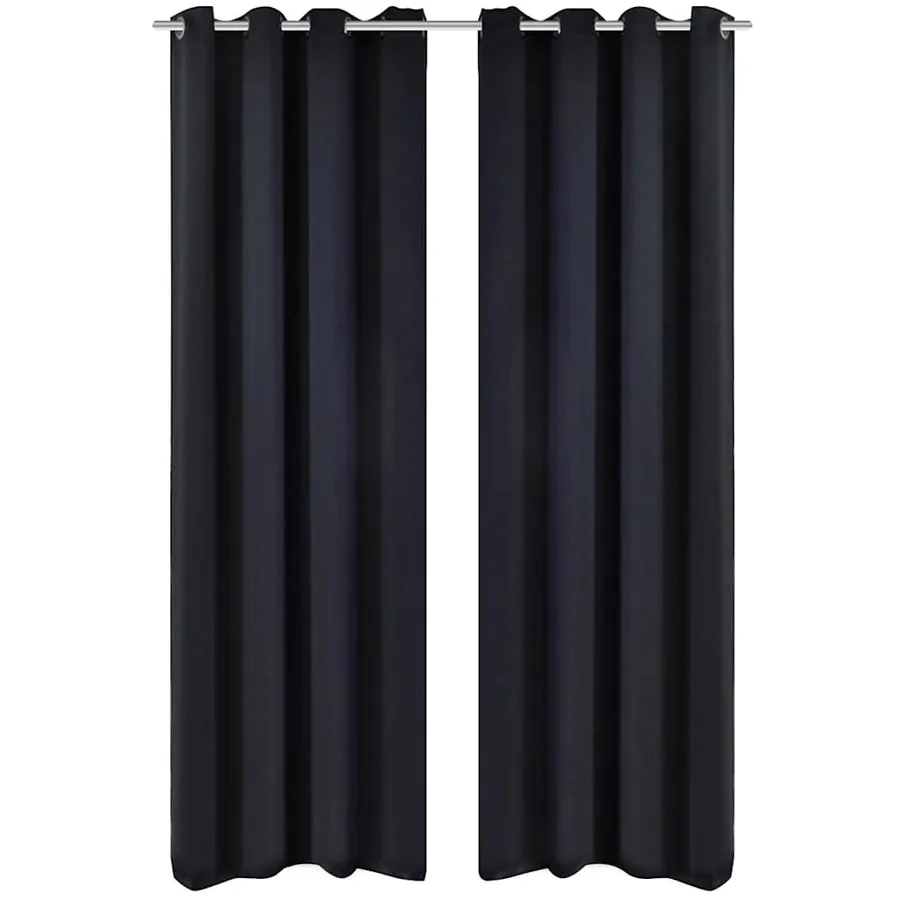 Rideau occultant 2 pcs avec œillets métalliques 135x175 cm Noir