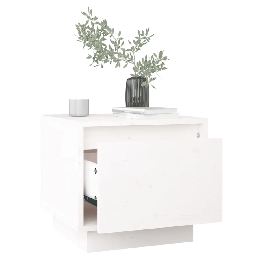 Table de chevet Blanc 35x34x32 cm Bois de pin solide - 3
