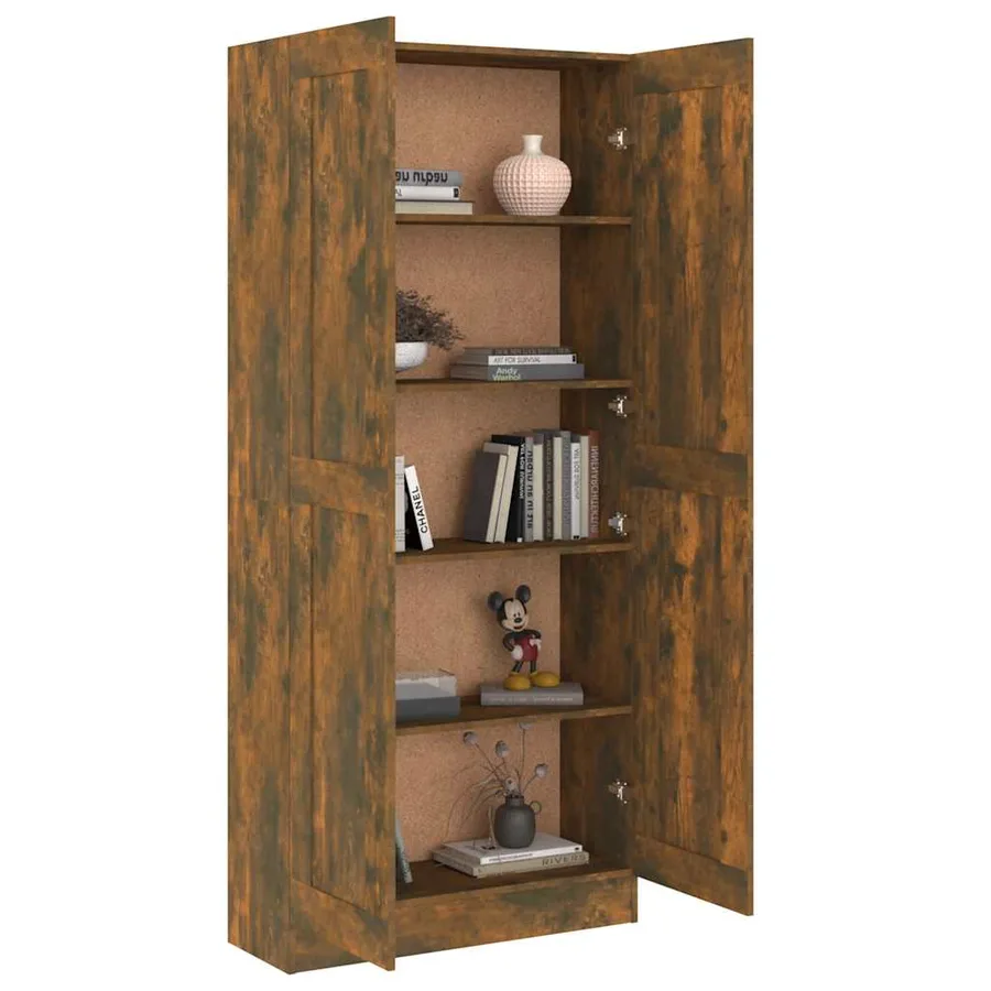 Armoire à livres Chêne fumé 82,5x30,5x185,5cm Bois d'ingénierie - 7