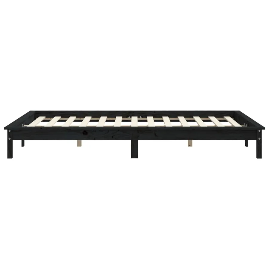 Cadre de lit sans matelas noir 160x200 cm bois massif - 6