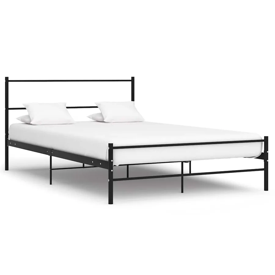 Cadre de lit avec tête de lit sans matelas noir 140x200cm métal