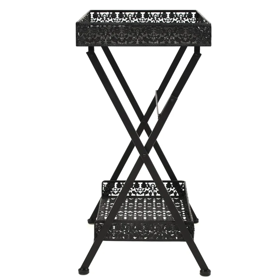 Table à thé pliante Style vintage Métal 58 x 35 x 72 cm Noir - 3