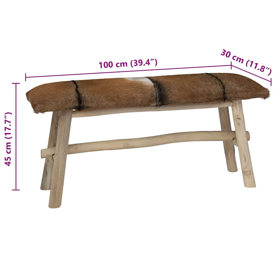 Banc cuir de chèvre Teck - 8