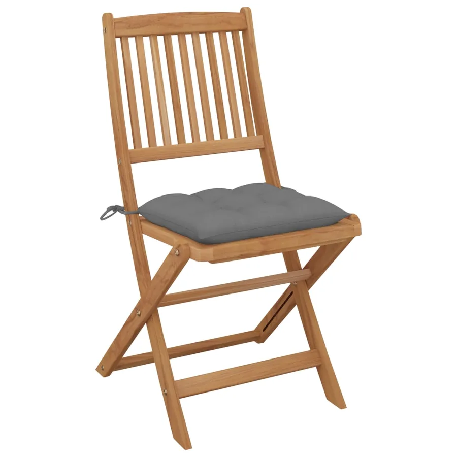 Chaises pliables de jardin lot de 4 avec coussins Bois d'acacia - 3