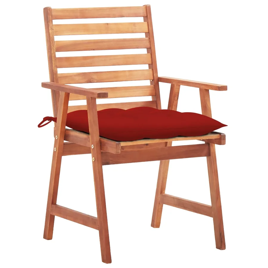 Chaises à manger d'extérieur lot de 3 et coussins Acacia massif - 2