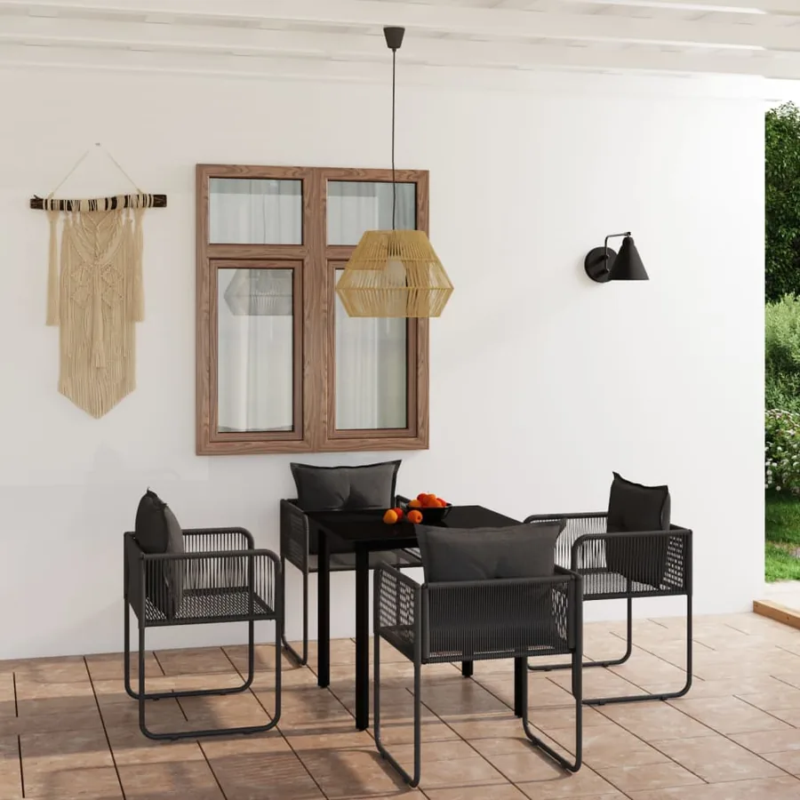Ensemble à manger de jardin 5 pcs Noir