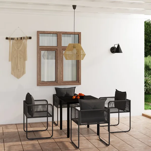 Ensemble à manger de jardin 5 pcs Noir