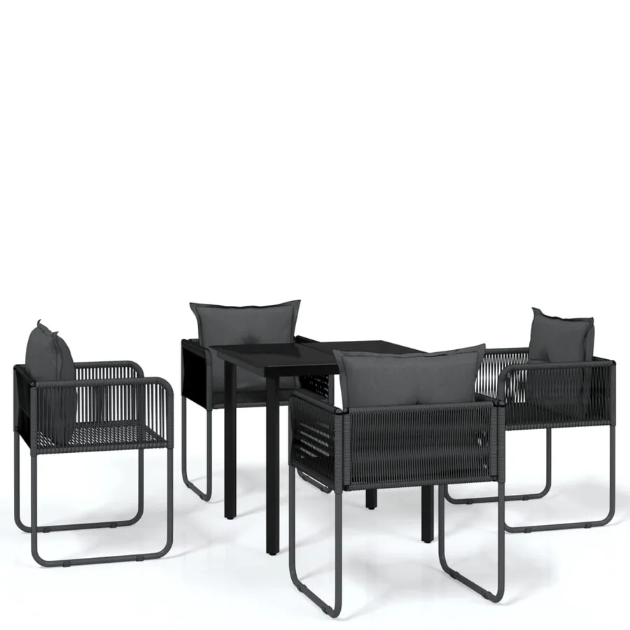 Ensemble à manger de jardin 5 pcs Noir - 2