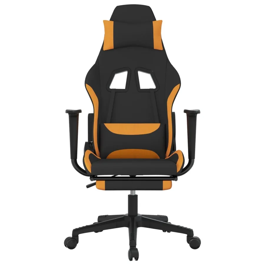 Chaise de jeu avec repose-pied Noir et orange Tissu - 3