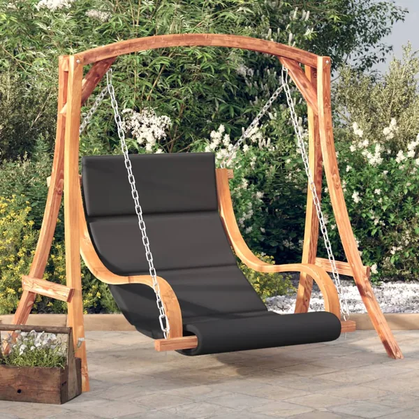 Chaise balançoire avec coussin bois d'épicéa avec finition teck