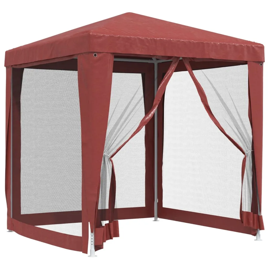 Tente de fête avec 4 parois latérales en maille Rouge 2x2m PEHD - 2